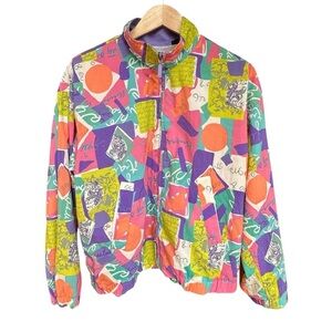 Liz Claiborne Vintage 80s Windbreaker Jacket Abstract Liz Sport SP